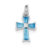 Sterling Silver Blue CZ Cross Charm