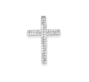 14K White Gold Diamond Cross Pendant without chain