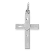 14k White Gold Diamond cut Latin Cross Charm