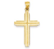 14K Textured Outline Cross Pendant