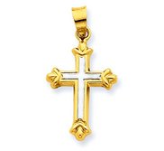 14k Two tone IHollow Cross Pendant