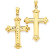 14k Reversible Diamond cut Cross Pendant