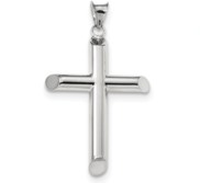 14k White Gold Polished Tube Cross Pendant