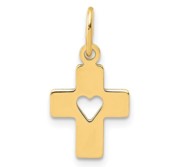 14k Polished Cross with Heart Pendant