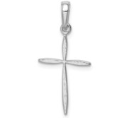 14k White Gold Textured Passion Cross Pendant