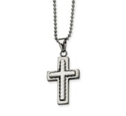 Stainless Steel Cross Pendant 24in Necklace