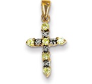 14k Peridot   Diamond Cross Pendant