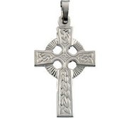 14K White Gold FANCY CELTIC CROSS PENDANT