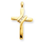 14k Yellow Gold Diamond Cross