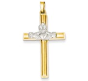 14k Two tone Claddagh Cross Pendant