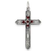 Sterling Silver January Birthstone Cross Pendant