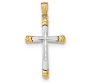 14k Y W Gold Polished DC Cross Pendant