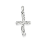 14k White Gold Diamond Cross Pendant