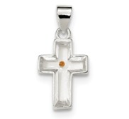 Sterling Silver Enameled with Mustard Seed Cross Pendant