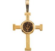 14K Yellow Gold CROSS PENDANT W DESIGN