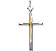 Sterling Silver CROSS PENDANT w  Gold Plating