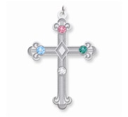 Sterling Silver Crystal Family Cross Pendant