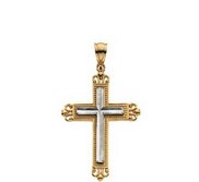 14K Two Tone Gold CROSS PENDANT