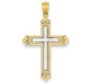 14k Two tone Cross Pendant