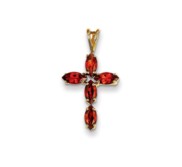 14k Garnet Cross Pendant