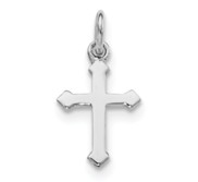 Sterling Silver RH Plated Child  s Polished Cross Pendant