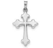 14k White Gold Polished Fleur de Lis Cross Pendant