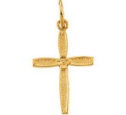 14K YELLOW GOLD CHILD S CROSS PENDANT W HEART