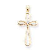 14k AA Diamond Cross Pendant