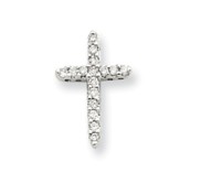 14k White Gold Diamond Cross Pendant