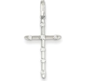 14K White Gold Diamond Cross Pendant