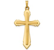 14k Polished and Satin Passion Cross Pendant