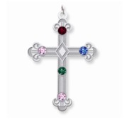 Sterling Silver Crystal Family Cross Pendant