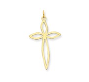 14K Laser Designed Cross Pendant