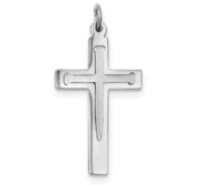 Sterling Silver Rhodium plated Satin   Polished Cross Pendant