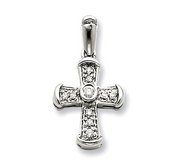 14k White Gold Diamond Cross Pendant