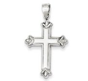 Sterling Silver Rhodium plated Fleur de lis Cross Pendant