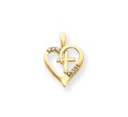 14k AA Diamond Heart   Cross Pendant