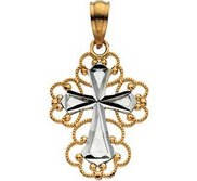 14K Two Tone Gold CROSS PENDANT