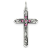 Sterling Silver October Birthstone Cross Pendant