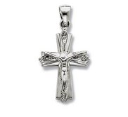 14k White Gold Diamond Cross Pendant