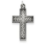 Sterling Silver Antiqued Thorn Cross Charm