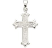 Sterling Silver Polished and Textured Cross Pendant