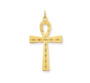 14K Laser Designed Ankh Cross Pendant