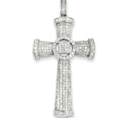 14k White Gold Diamond Cross Pendant