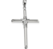 14k White Gold Polished Tube Cross Pendant