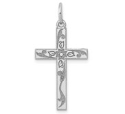 14K White Gold Laser Designed Cross Charm