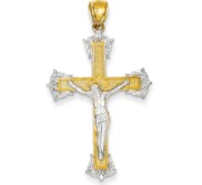 14k Two tone Crucifix Pendant