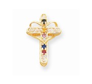 14k Genuine 5 Stone Mother  s Cross Pendant