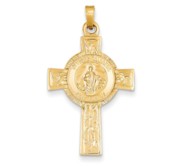 14k Cross w St  Jude Medal Pendant