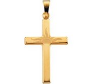 14K YELLOW GOLD SUNRISE CROSS PENDANT